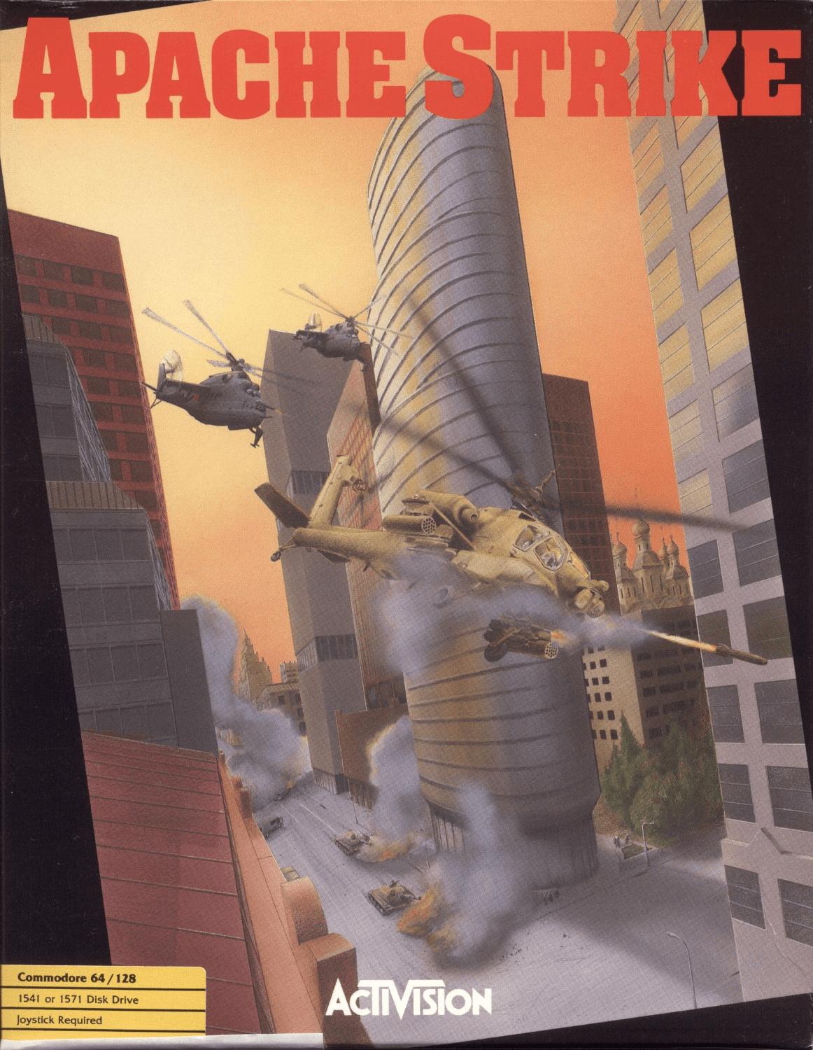 Apache Strike box art for Commodore 64